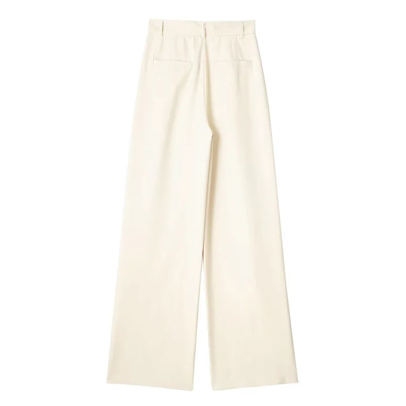 TRAF Women Wide Leg Pants Baggy High Waist Pants Wide Trousers Office Wear
