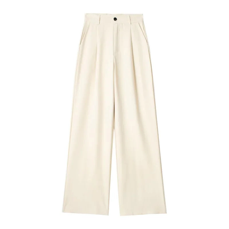 TRAF Women Wide Leg Pants Baggy High Waist Pants Wide Trousers Office Wear