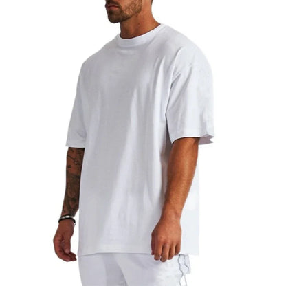 High-Quality Men'S T-Shirt 100% Cotton Solid Basic Casual Oversized Half Sleeve