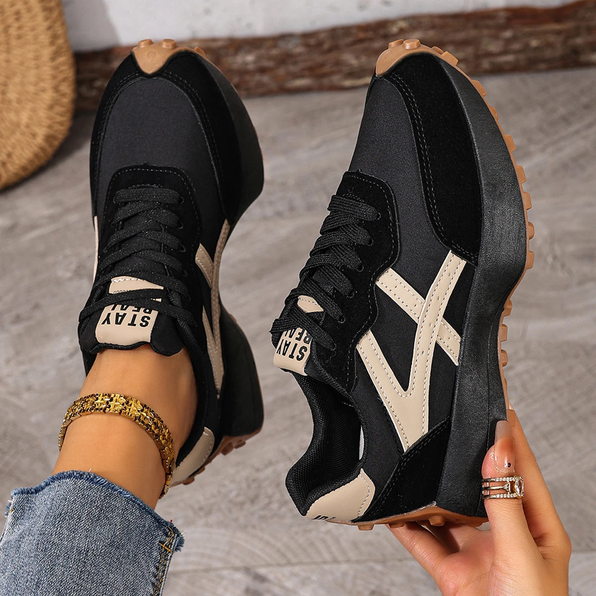 Sneaker Femme Running Cuir Plateforme