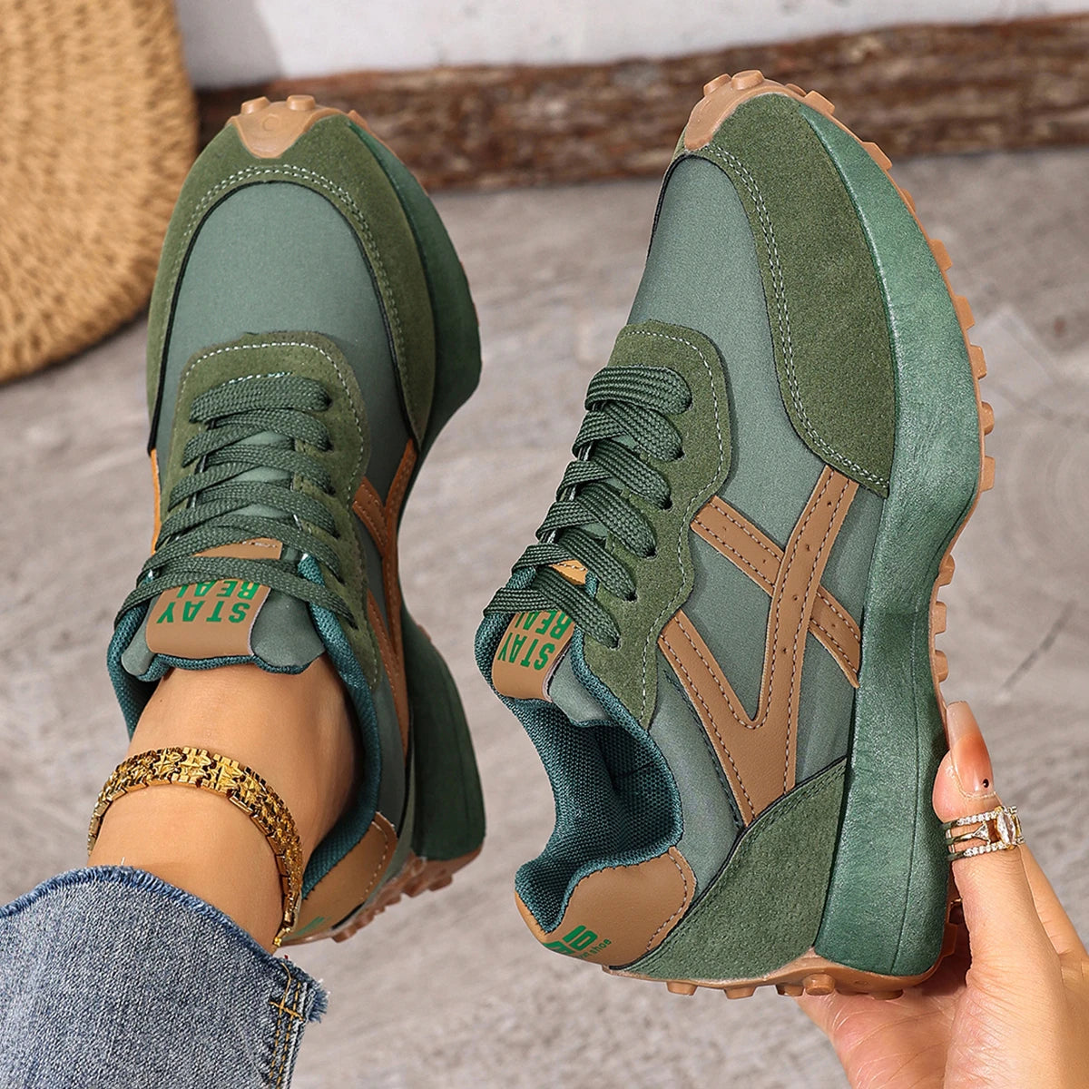 Sneaker Femme Running Cuir Plateforme