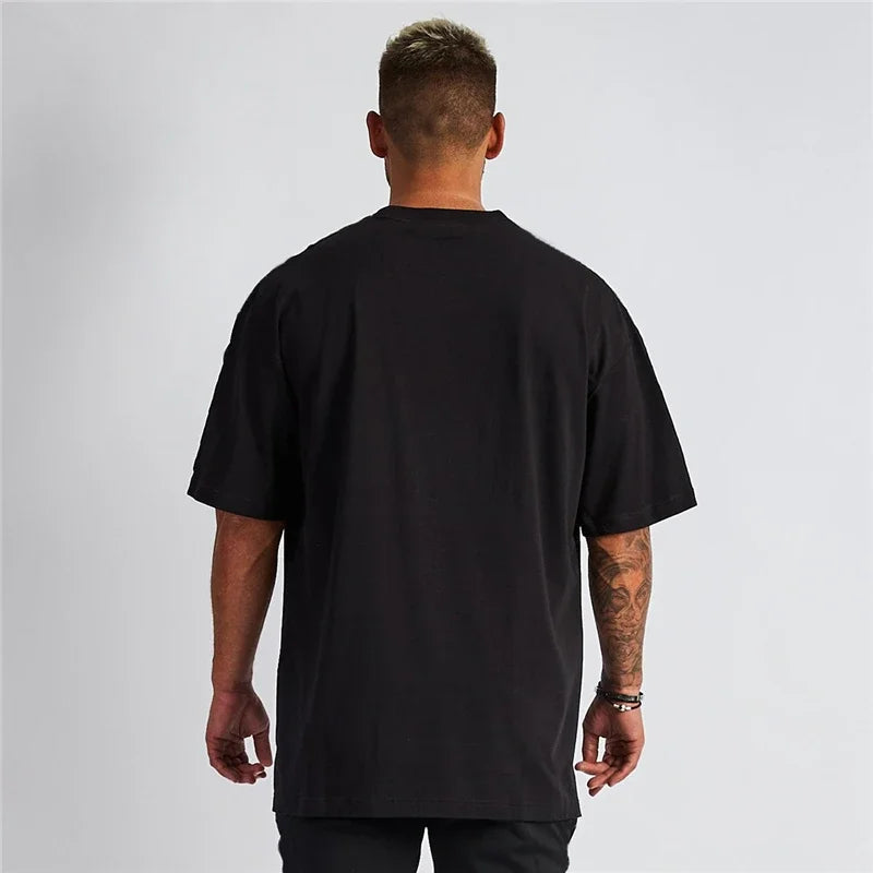 High-Quality Men'S T-Shirt 100% Cotton Solid Basic Casual Oversized Half Sleeve