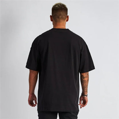 High-Quality Men'S T-Shirt 100% Cotton Solid Basic Casual Oversized Half Sleeve