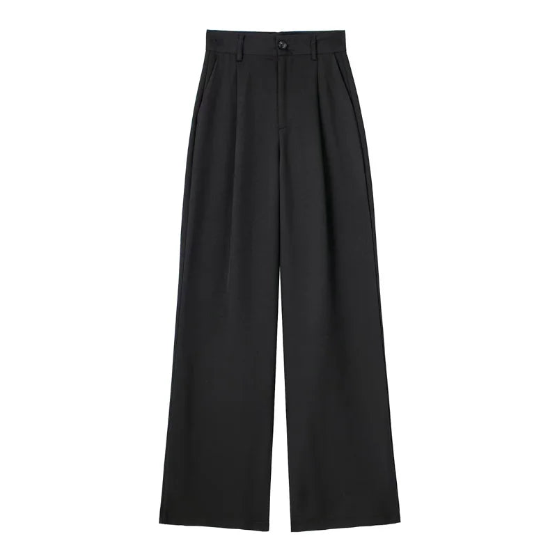 TRAF Women Wide Leg Pants Baggy High Waist Pants Wide Trousers Office Wear