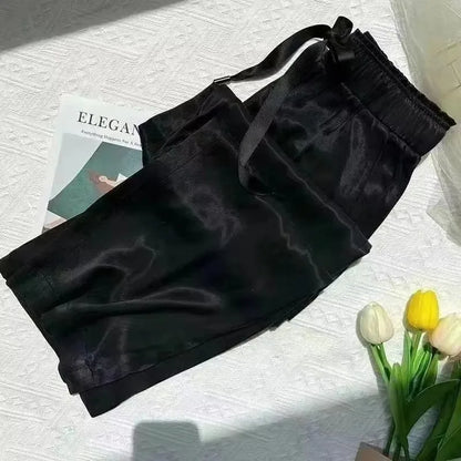 Acetic Acid Ice Silk Women'S Wide Leg Pants High Waisted Straight Leg Pants V2