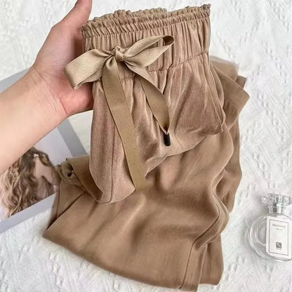 Acetic Acid Ice Silk Women'S Wide Leg Pants High Waisted Straight Leg Pants